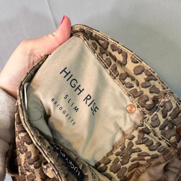 Lucky Brand Jeans 25 Leopard Print Brown High Rise Straight Bridgette Ankle - Picture 9 of 13